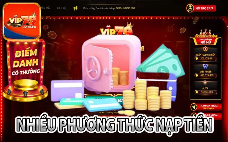 Nhiều phương thức nạp tiền